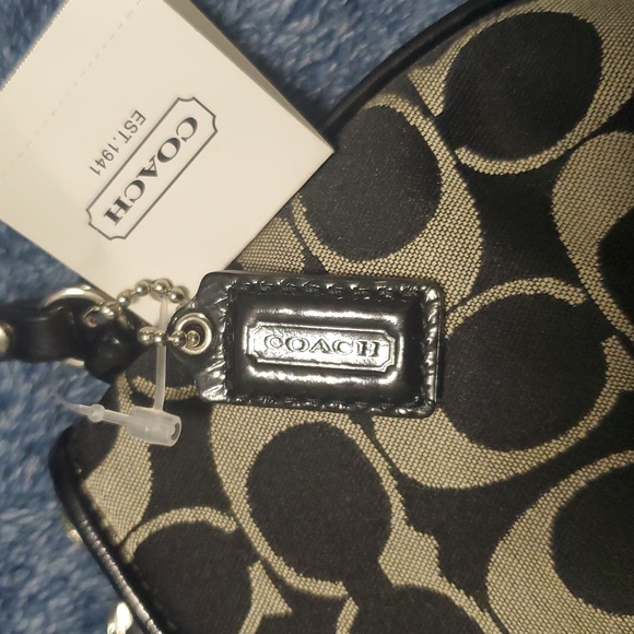 Coach Monogram Black and Gray Wristlet - Picture 4 of 9